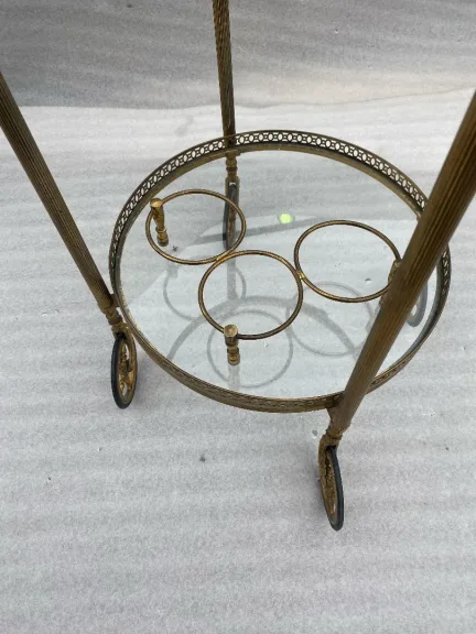 1950/70 Round Rolling Bar Maison Bagués In Gilt Bronze