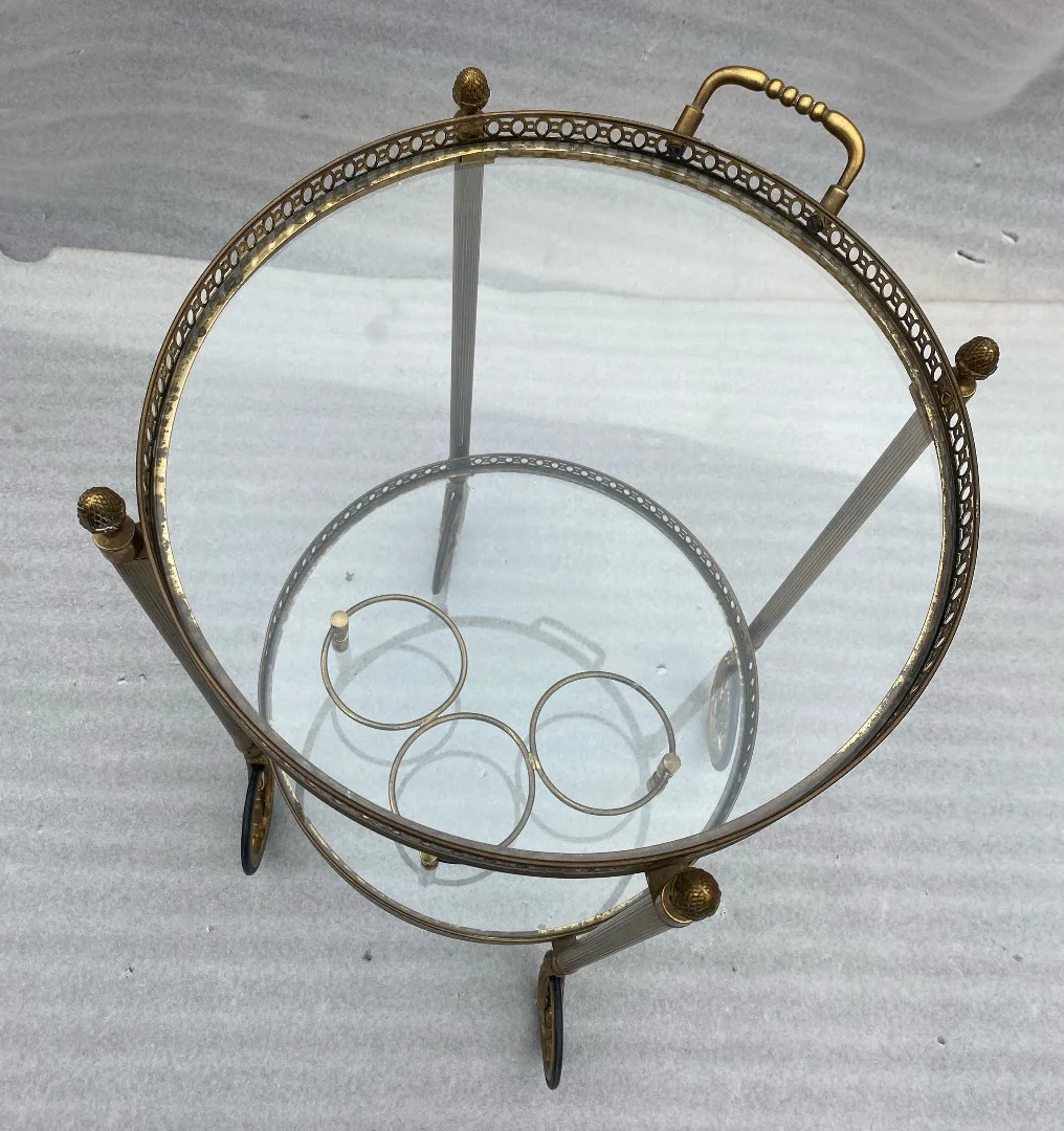 1950/70 Round Rolling Bar Maison Bagués In Gilt Bronze