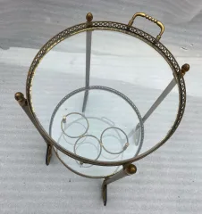 1950/70 Round Rolling Bar Maison Bagués In Gilt Bronze