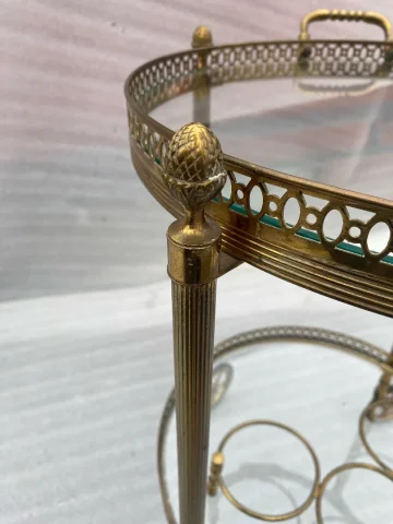 1950/70 Desserte Roulante Ronde Maison Bagués En Bronze Doré