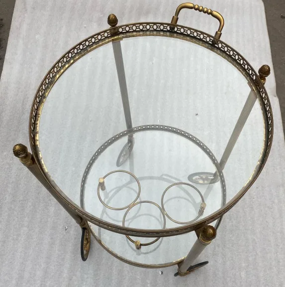 1950/70 Round Rolling Bar Maison Bagués In Gilt Bronze