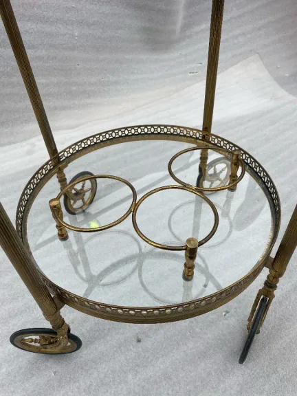 1950/70 Round Rolling Bar Maison Bagués In Gilt Bronze