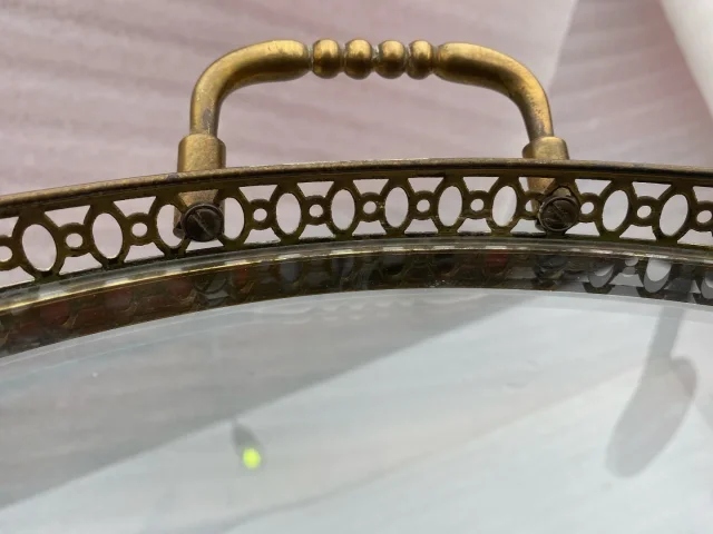 1950/70 Desserte Roulante Ronde Maison Bagués En Bronze Doré