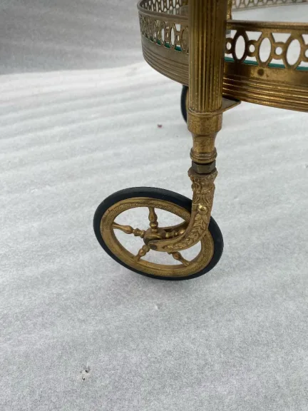 1950/70 Round Rolling Bar Maison Bagués In Gilt Bronze