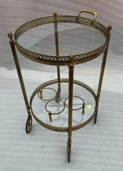 1950/70 Round Rolling Bar Maison Bagués In Gilt Bronze