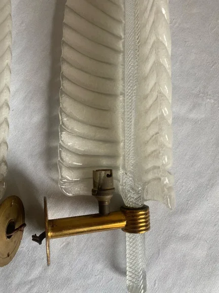 1950/70 Pair Of BAROVIER & TOSO Or Veronese Style Sconces For Arbus In Murano Crystal