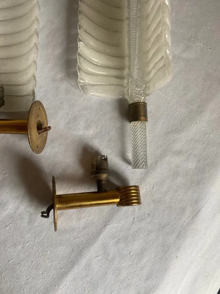 1950/70 Pair Of BAROVIER & TOSO Or Veronese Style Sconces For Arbus In Murano Crystal