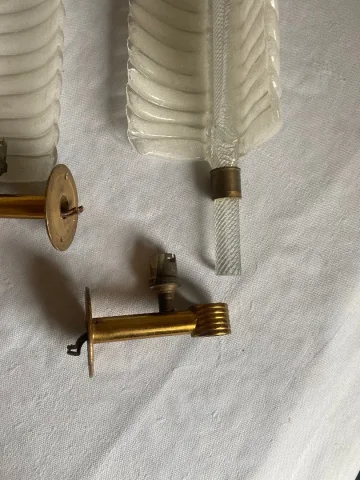 1950/70 Pair Of BAROVIER & TOSO Or Veronese Style Sconces For Arbus In Murano Crystal