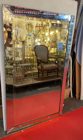 1950′ Miroir Venise Art Déco 146 X 87 cm Décor Moustache
