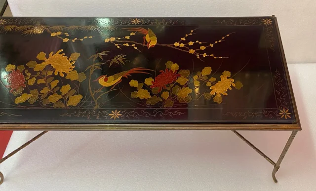 1970′ Table Basse Style Baguès Laque de Chine