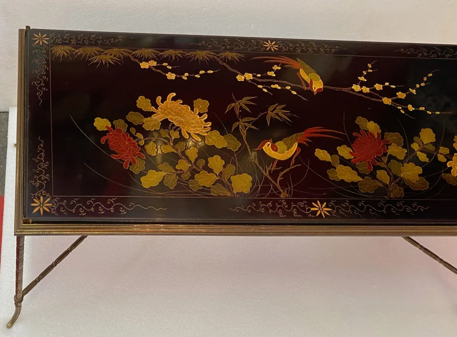 1970′ Coffee Table Baguès Style Chinese Lacquer