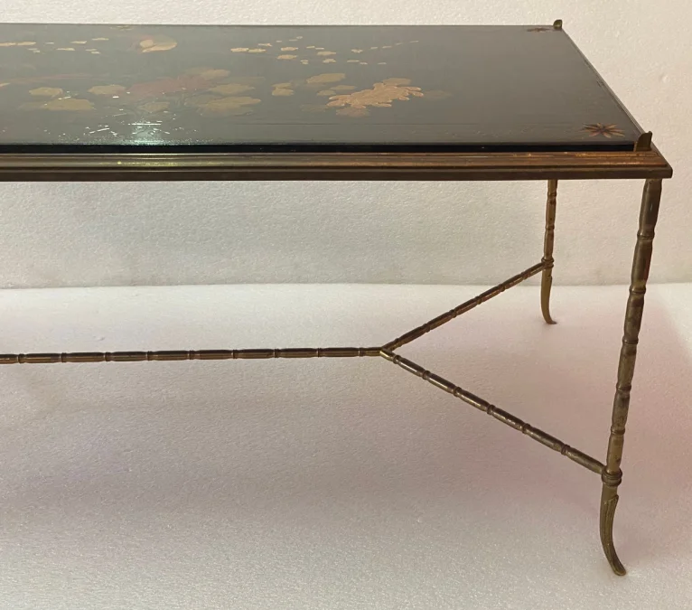 1970′ Coffee Table Baguès Style Chinese Lacquer