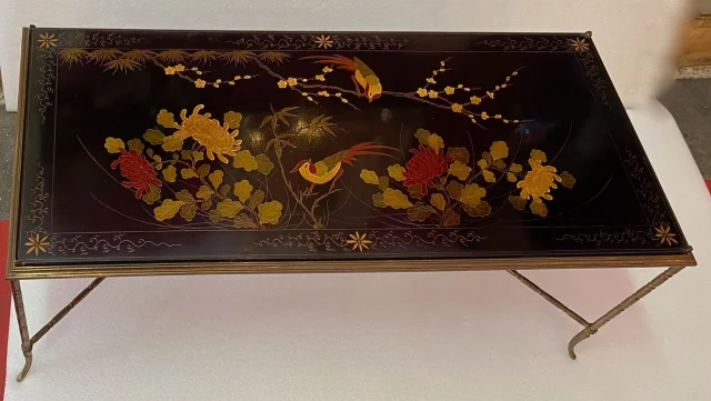 1970′ Table Basse Style Baguès Laque de Chine