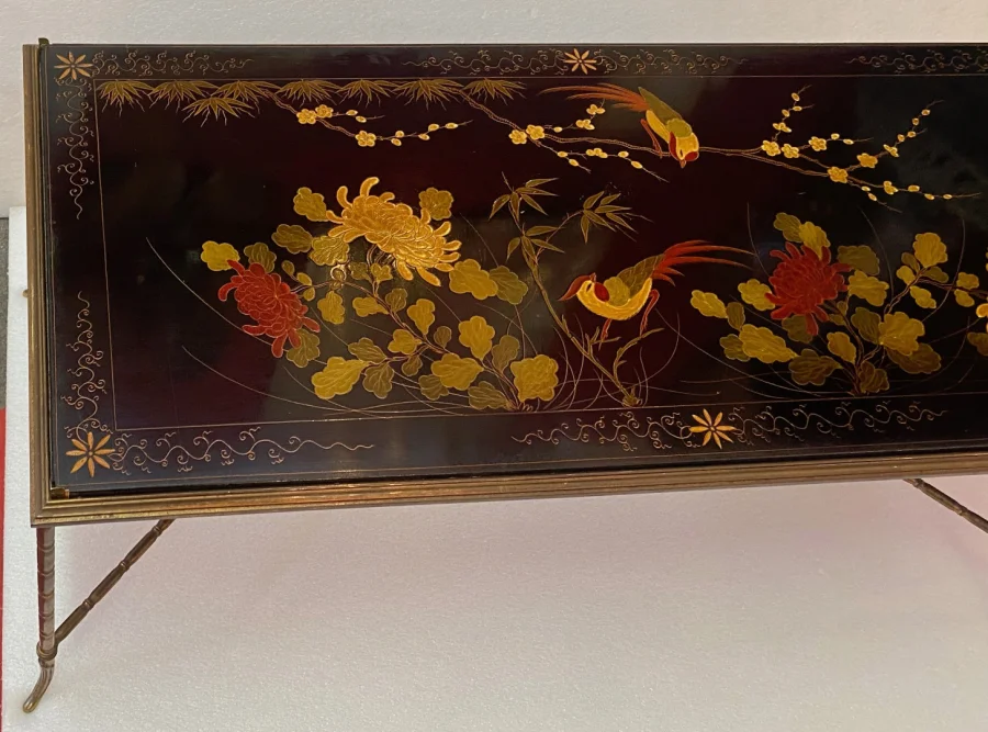 1970′ Coffee Table Baguès Style Chinese Lacquer