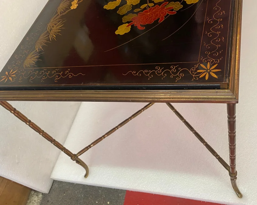 1970′ Coffee Table Baguès Style Chinese Lacquer