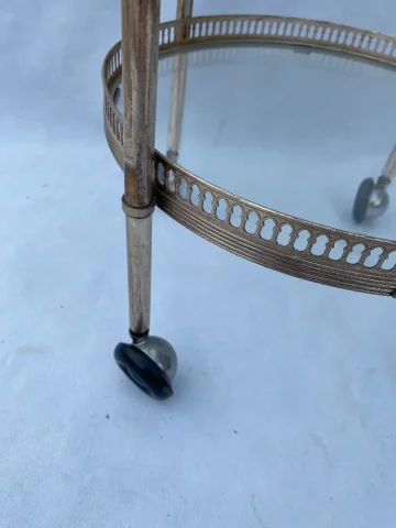 1970′ Round Trolley In Silver Bronze With 3 Trays Maison Baguès