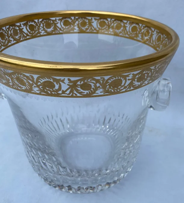 1970′ Crystal Champagne Bucket Signed St Louis Golden Decors Model Thistle