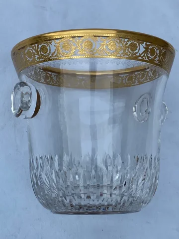 1970′ Seau à Champagne Cristal Signé St Louis Decors Dorés Modéle Thistle