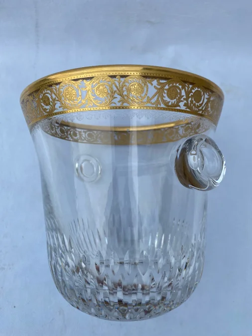 1970′ Crystal Champagne Bucket Signed St Louis Golden Decors Model Thistle