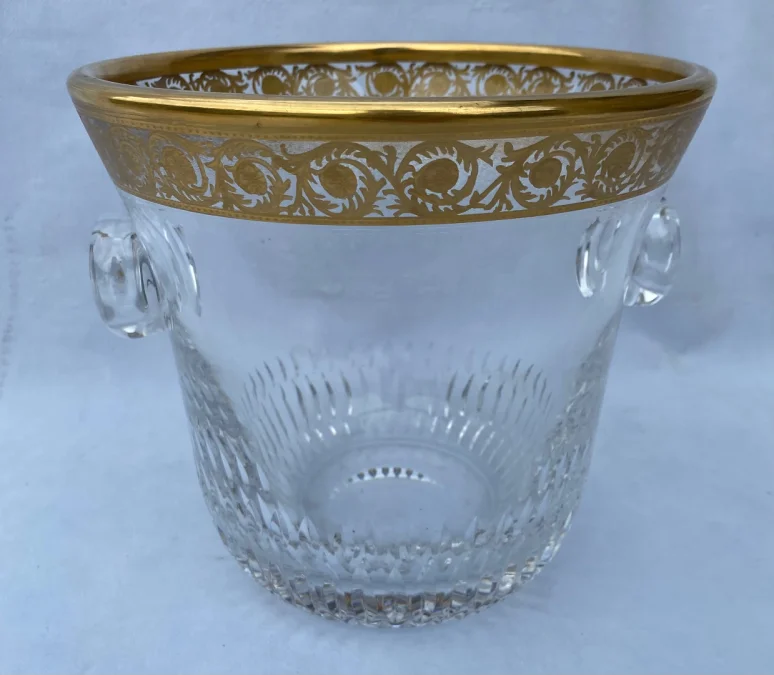 1970′ Crystal Champagne Bucket Signed St Louis Golden Decors Model Thistle