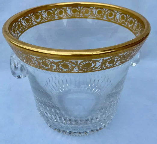 1970′ Seau à Champagne Cristal Signé St Louis Decors Dorés Modéle Thistle