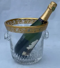 1970′ Crystal Champagne Bucket Signed St Louis Golden Decors Model Thistle