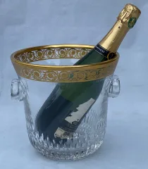 1970′ Crystal Champagne Bucket Signed St Louis Golden Decors Model Thistle