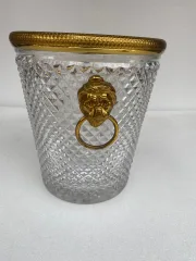 1950-70′ Crystal Champagne Bucket St Louis Style and Gilt Bronze With Lion Heads