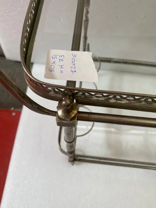 1950/70 Maison Jansen Rolling Trolley In Brass And Silver Bronze