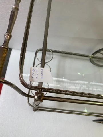 1950/70 Desserte Roulante Maison Jansen En Laiton Et Bronze Argenté