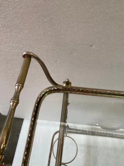 1950/70 Maison Jansen Rolling Trolley In Brass And Silver Bronze