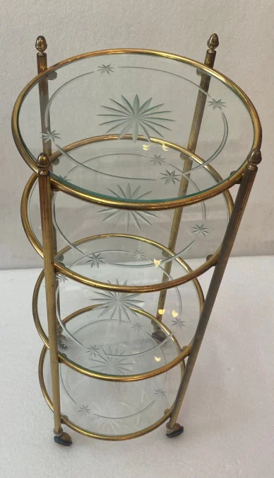 1950/70′ Rolling Server Round Bronze 4 Trays Maison Jansen Style