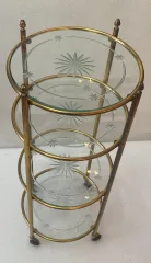 1950/70′ Rolling Server Round Bronze 4 Trays Maison Jansen Style