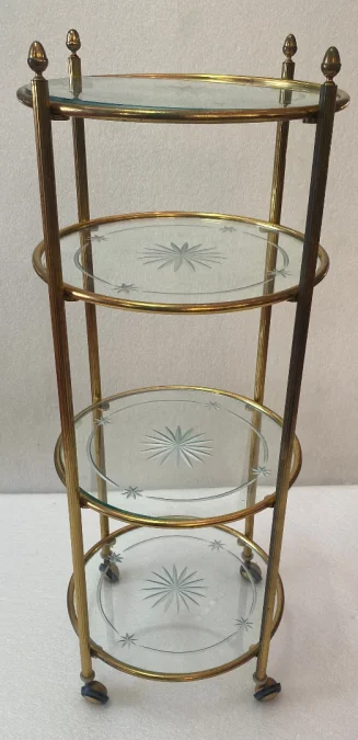 1950/70′ Rolling Server Round Bronze 4 Trays Maison Jansen Style