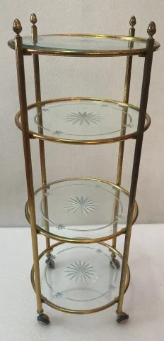 1950/70′ Rolling Server Round Bronze 4 Trays Maison Jansen Style