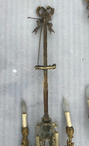 1890/1900′ Paire d’Appliques Style Louis 16 Bronze Doré D’Aprés Gouthiere