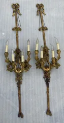 1890/1900′ Paire d’Appliques Style Louis 16 Bronze Doré D’Aprés Gouthiere