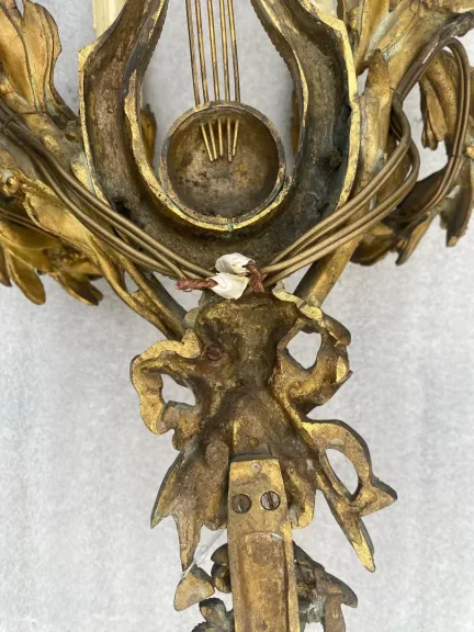 1890/1900′ Paire d’Appliques Style Louis 16 Bronze Doré D’Aprés Gouthiere