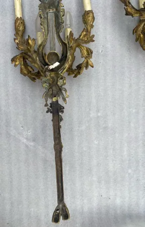 1890/1900′ Paire d’Appliques Style Louis 16 Bronze Doré D’Aprés Gouthiere
