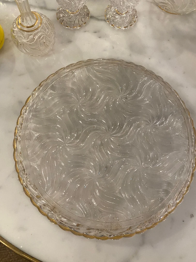 1900′ Service De Nuit Baccarat Signé 6 Piéces Avec Dorure