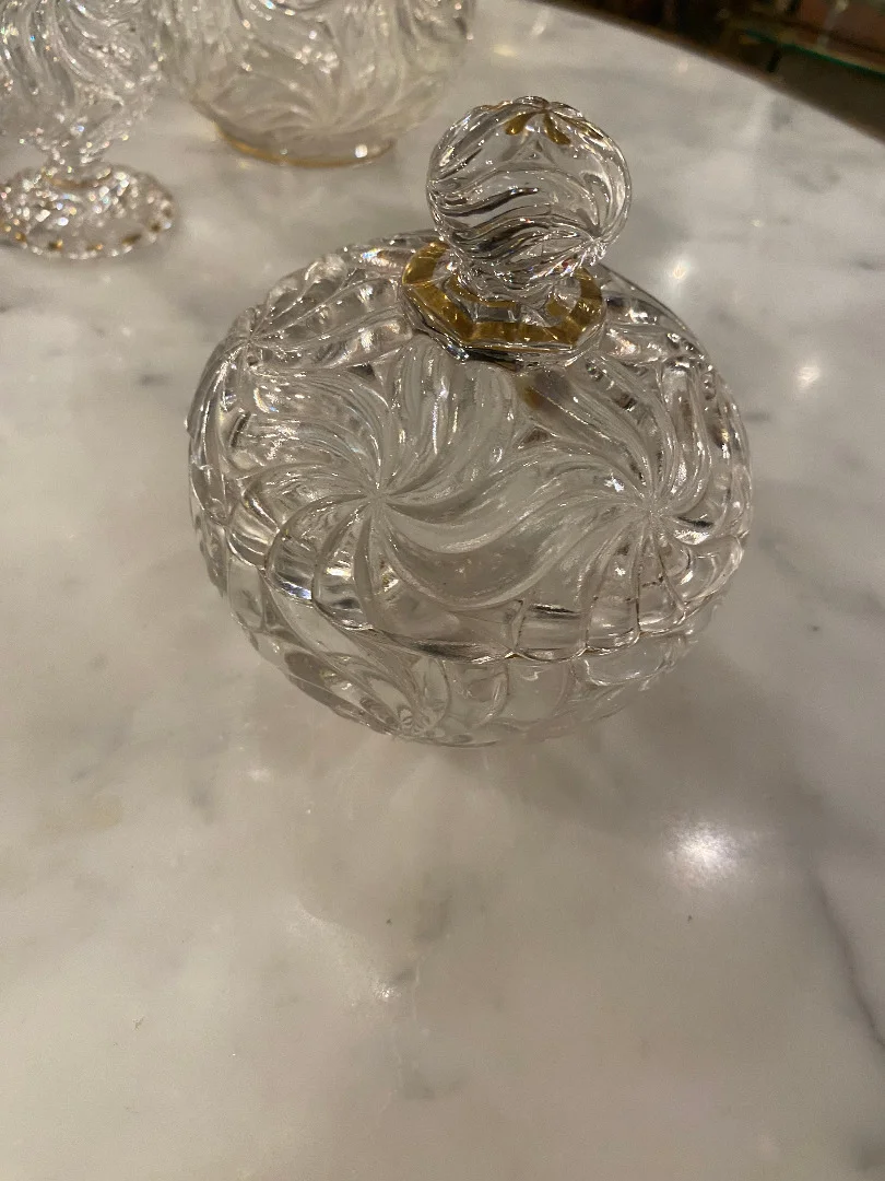 1900′ Service De Nuit Baccarat Signé 6 Piéces Avec Dorure