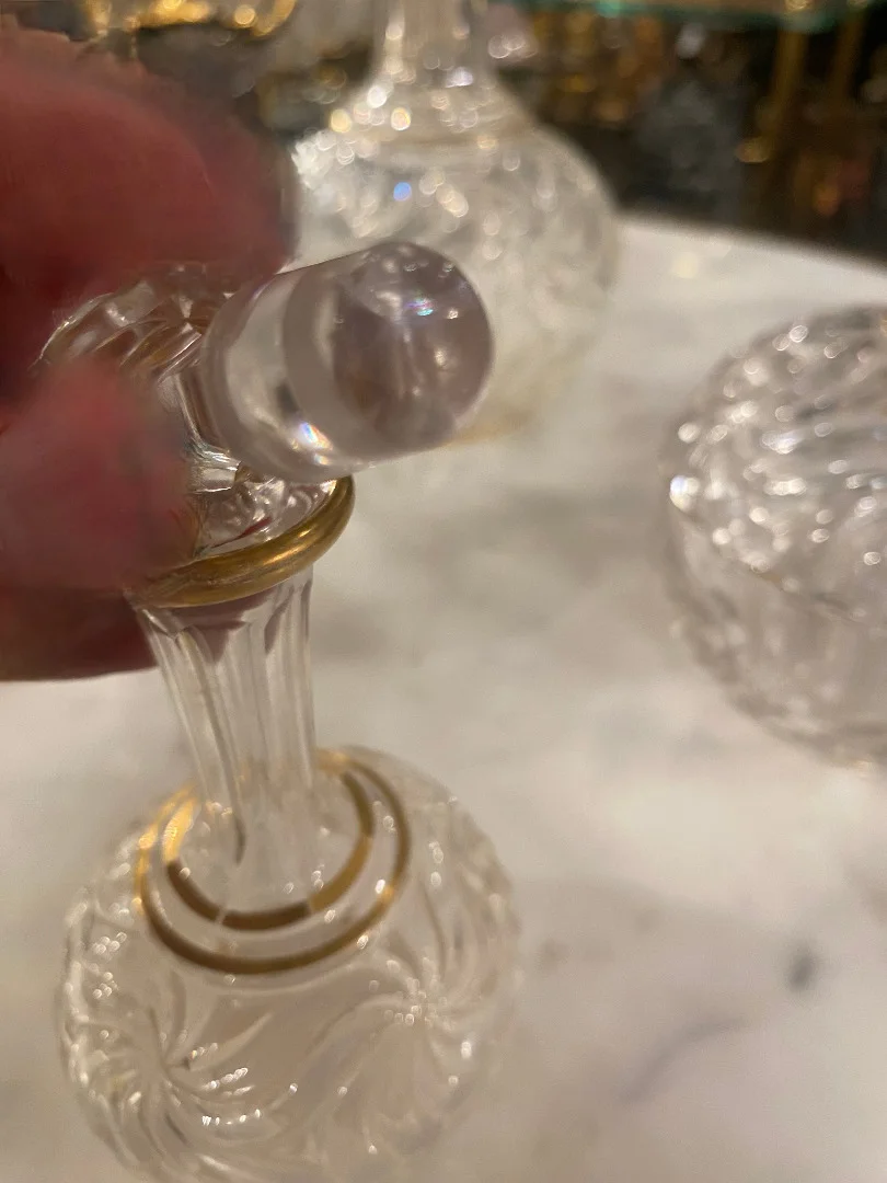 1900′ Service De Nuit Baccarat Signé 6 Piéces Avec Dorure