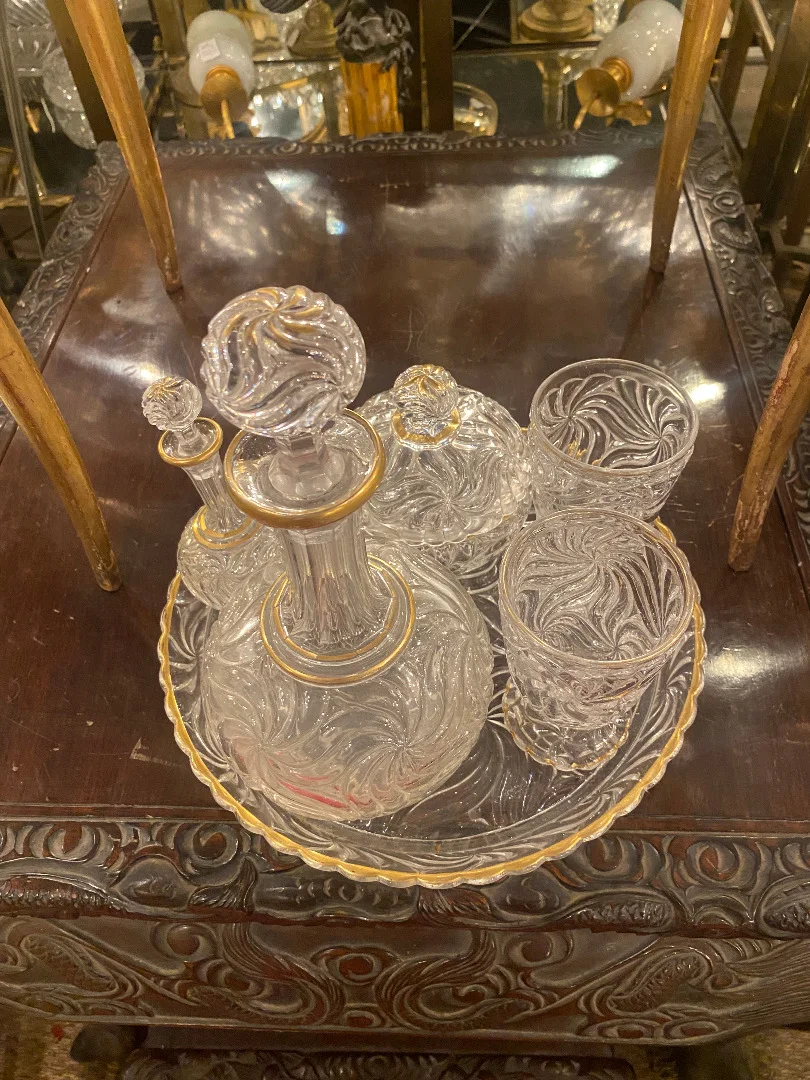 1900′ Baccarat Night Service Signed 6 Pieces With Gilding