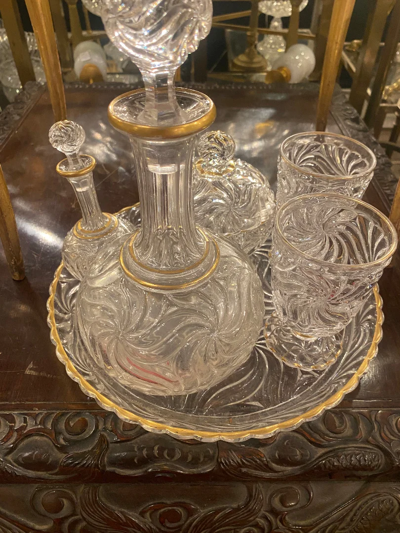 1900′ Service De Nuit Baccarat Signé 6 Piéces Avec Dorure