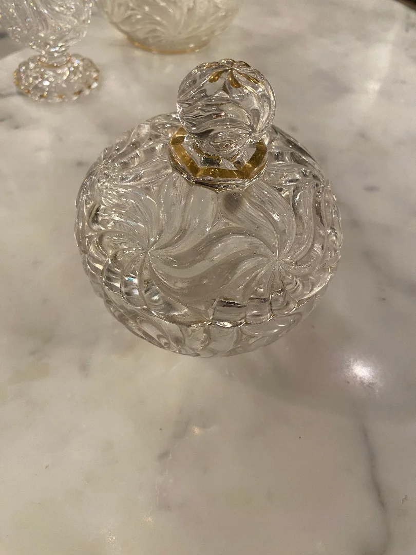 1900′ Service De Nuit Baccarat Signé 6 Piéces Avec Dorure