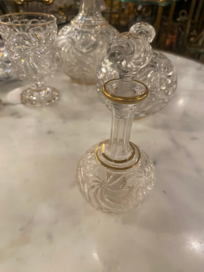 1900′ Service De Nuit Baccarat Signé 6 Piéces Avec Dorure