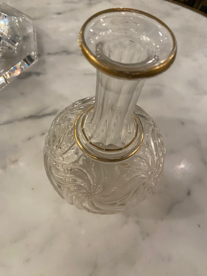 1900′ Service De Nuit Baccarat Signé 6 Piéces Avec Dorure