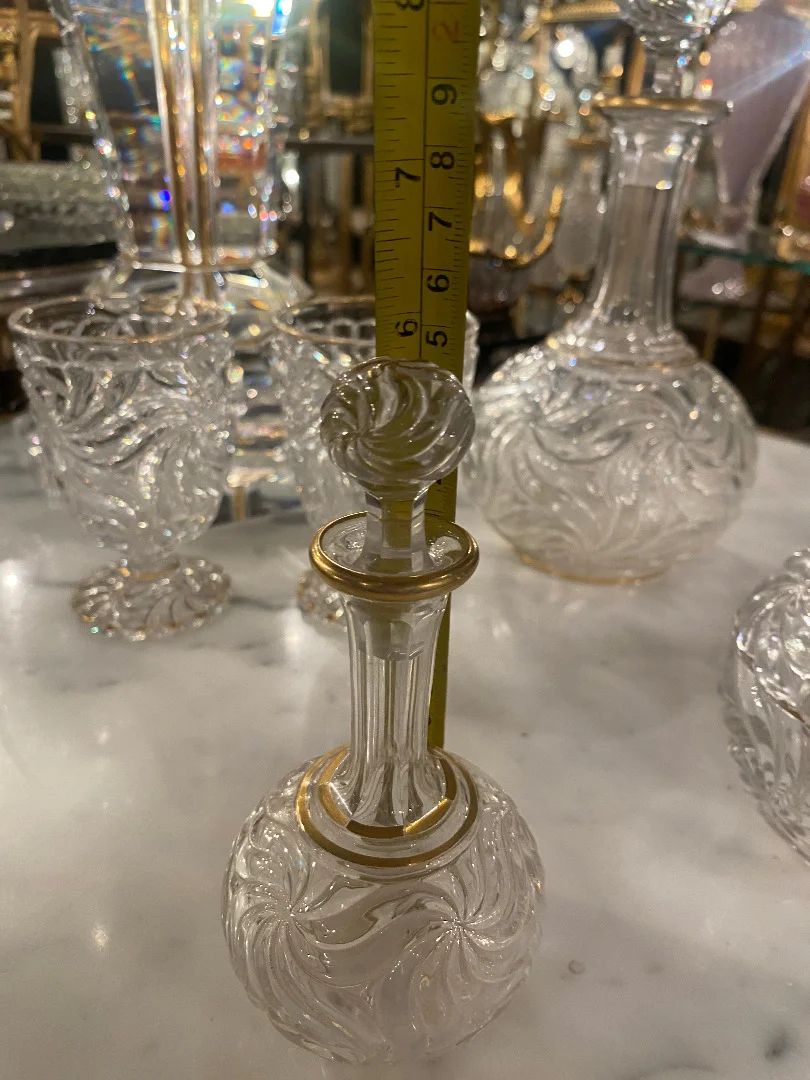 1900′ Service De Nuit Baccarat Signé 6 Piéces Avec Dorure