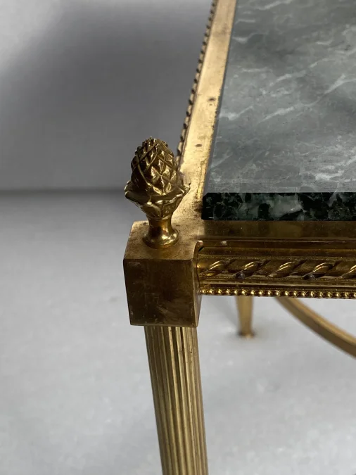 1950/70 Coffee Table Or End Of Sofa Gilt Bronze Maison Jansen Or Maison Charles Or Maison Bagués Sea Green Marble Top With Spacer