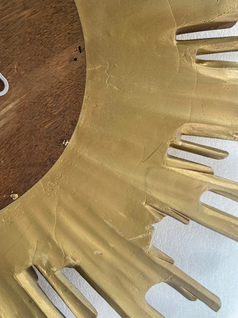 1970′ Oval Sun Mirror, Gold Resin